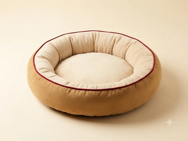 Cama redonda con borde acolchado