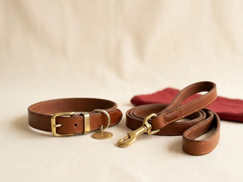 Collar y correa de cuero