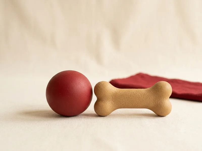 Pelota y hueso de goma