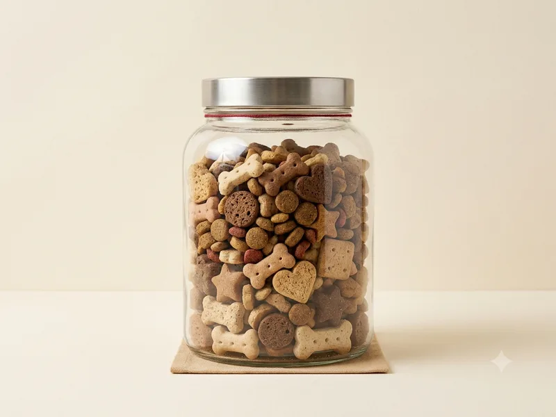 Frasco con galletitas y premios surtidos